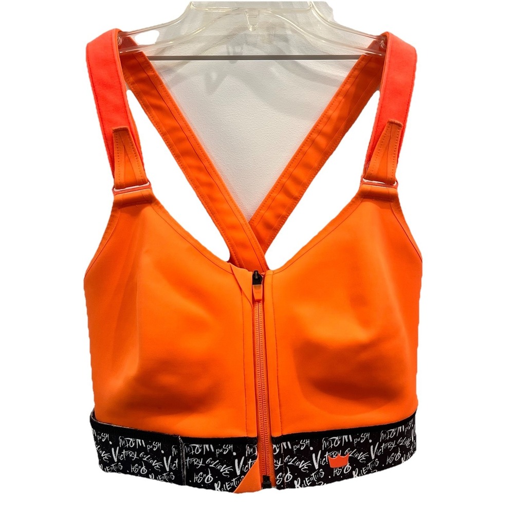 SHEFIT Plus Size Sports Bra Believe Orange 2luxe Adjustable High Impact Gym